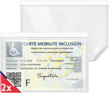 Soporte para tarjetas con discapacidad para parabrisas – Soporte para tarjetas VTC – Portatarjetas para discapacitados – Tarjeta de movilidad incluida – Fundas adhesivas transparentes (2)
